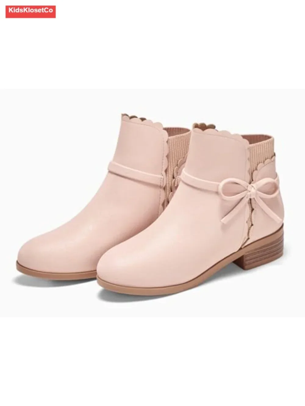 Girls Suede Ankle Booties Pull On Chunky Heel Fluffy Lining